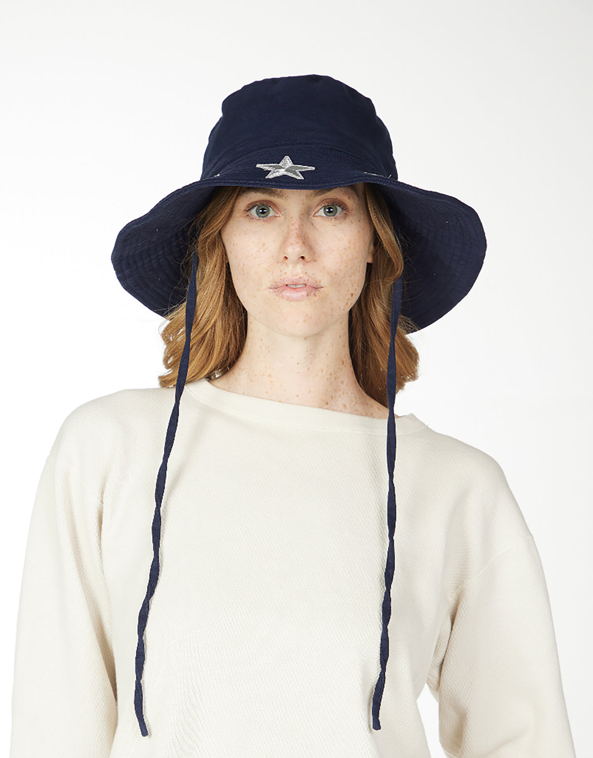 Adina- Bucket Hat w/ Metallic Star Patches