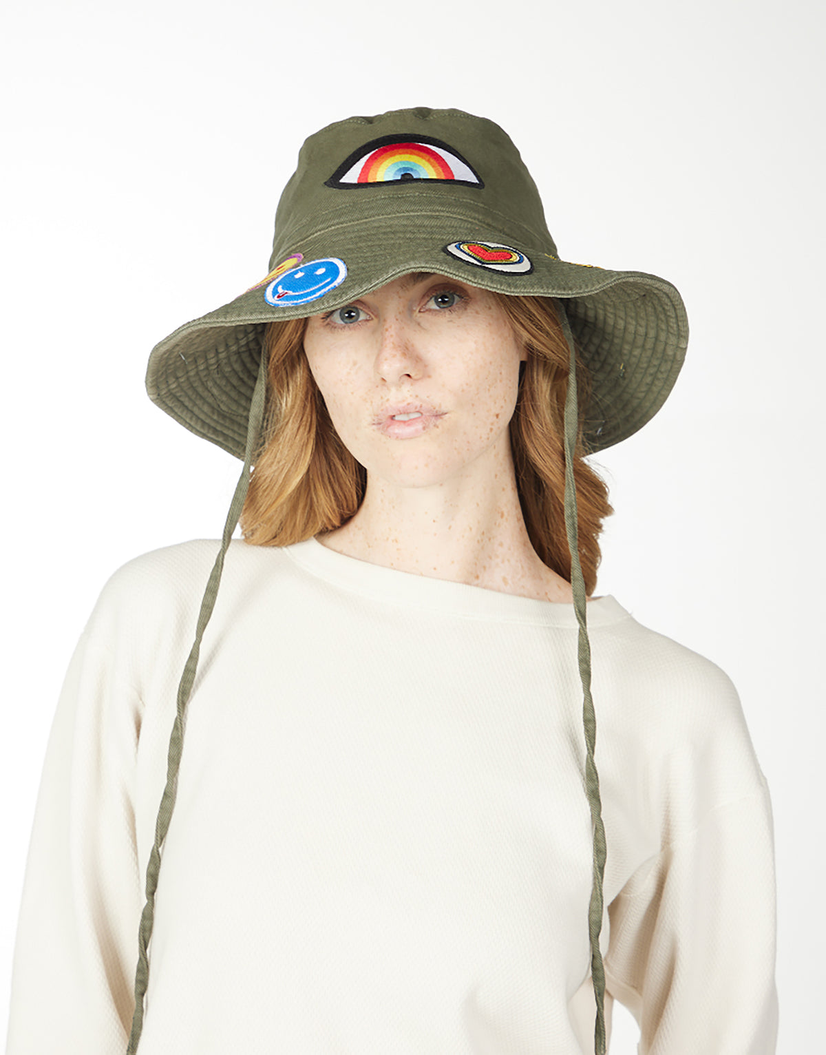 Adina- Bucket Hat w/ Happy Hippie Patches