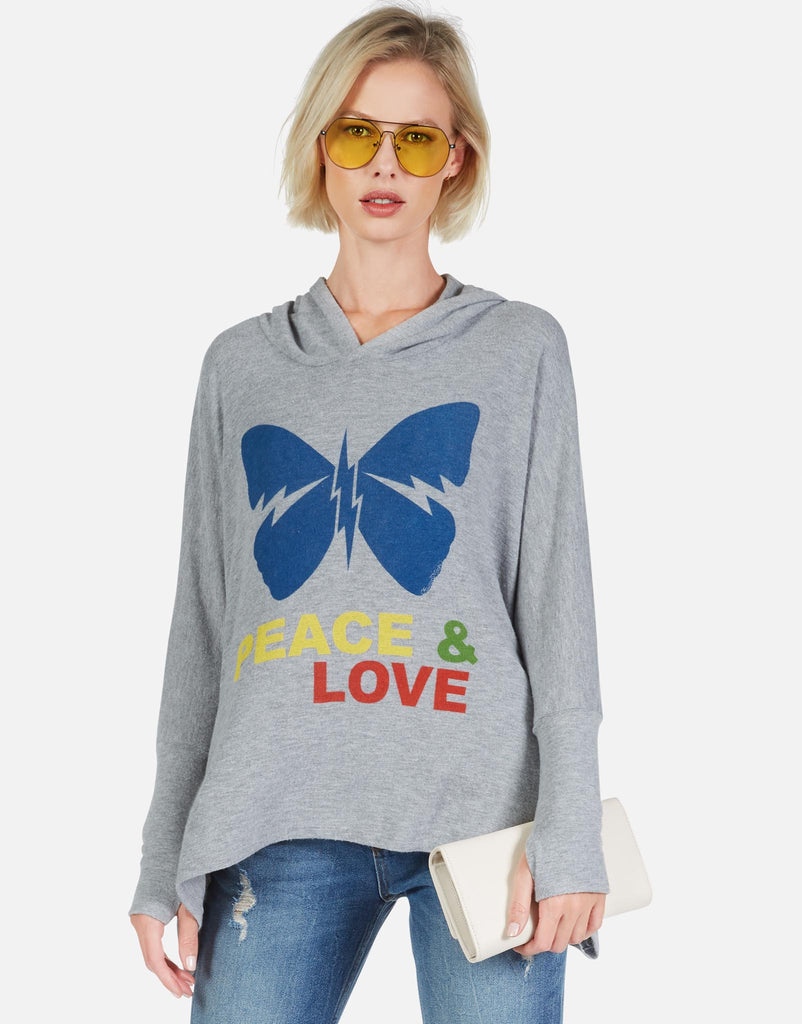 Lauren Moshi Women's Wilma Peace & Love Butterfly - Heather Grey