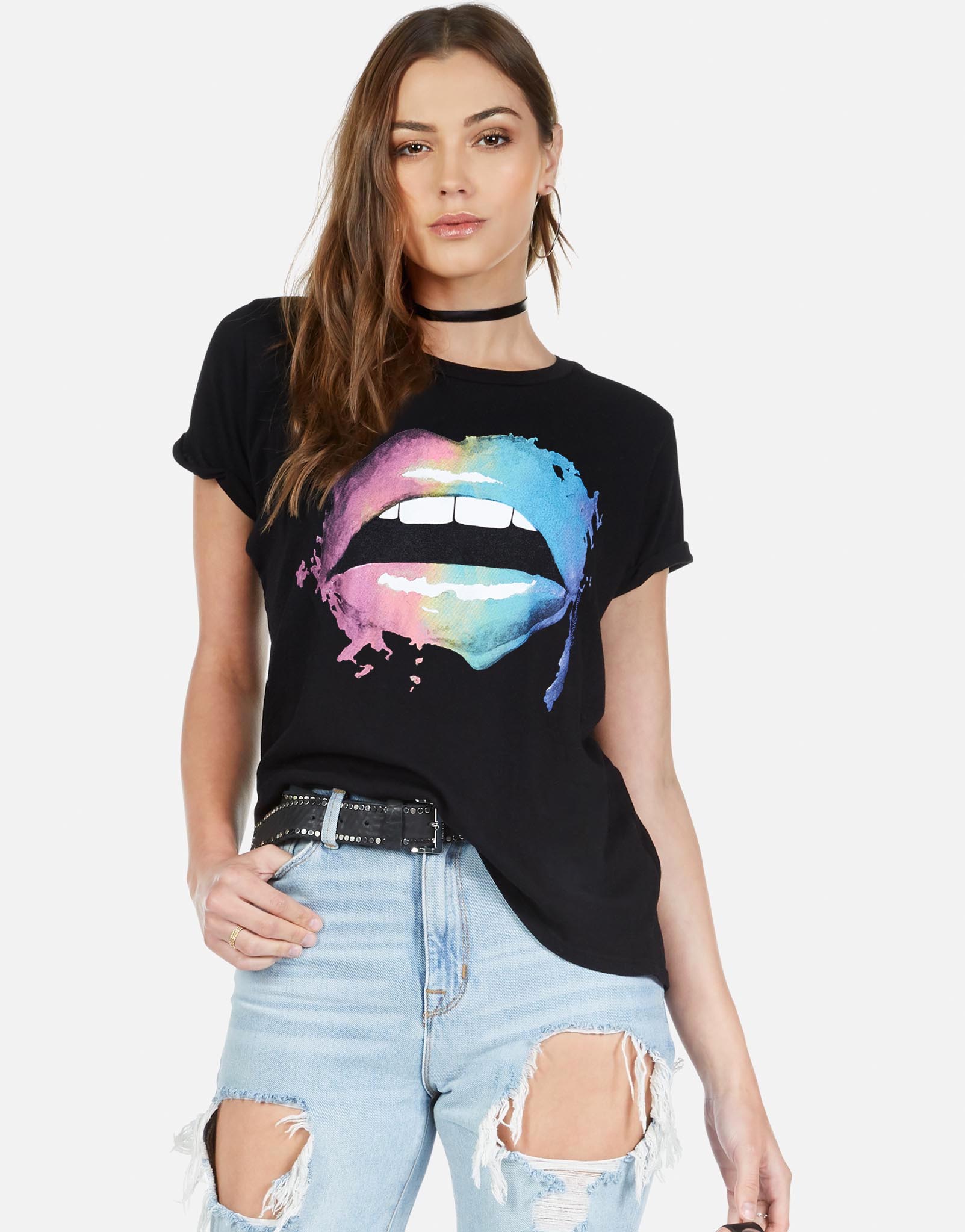 Lauren Moshi X Women's Edda Rainbow Smudge Lip - Black