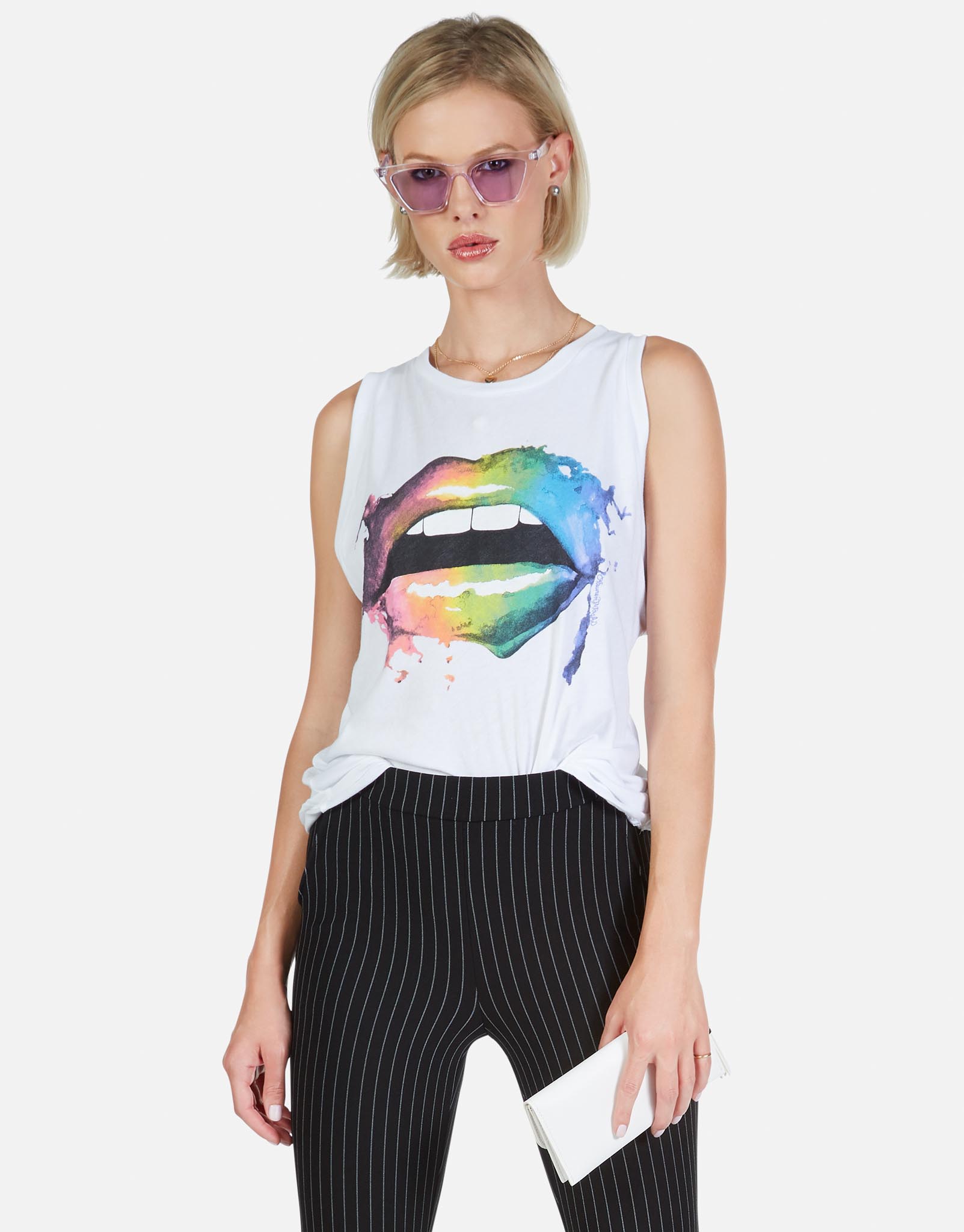 Lauren Moshi Women's Peyton Rainbow Smudge Lip - White