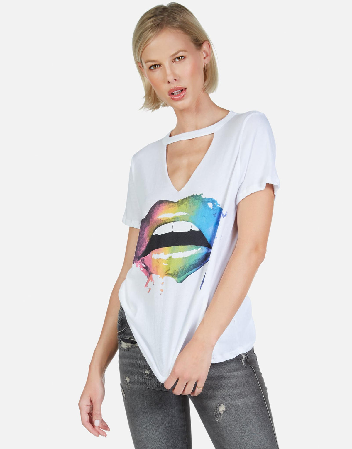Lauren Moshi Women's Jhene Rainbow Smudge Lip - White
