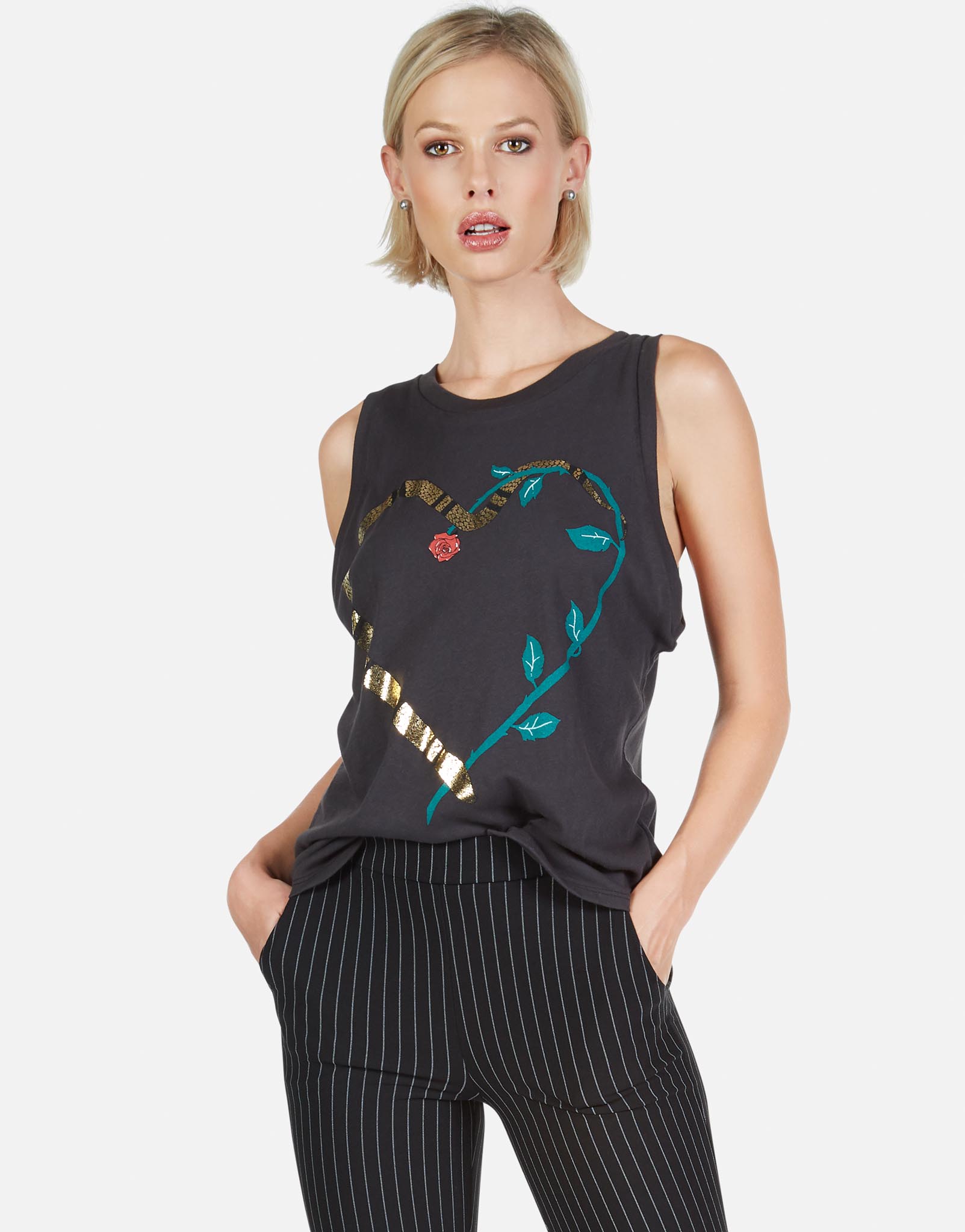 Lauren Moshi Women's Peyton Snake Heart - Onyx
