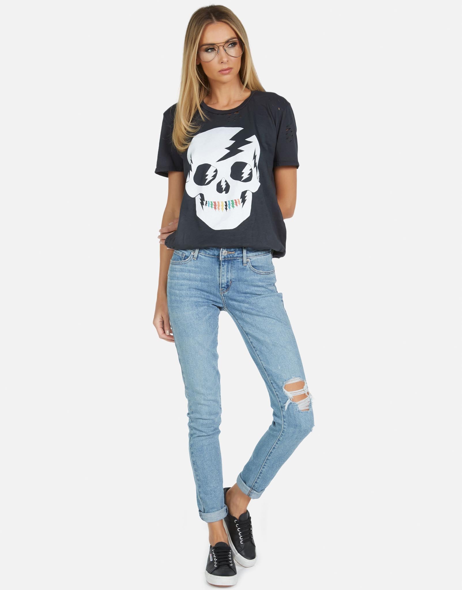 Lauren Moshi Women's Wolf Lightning Skull - 