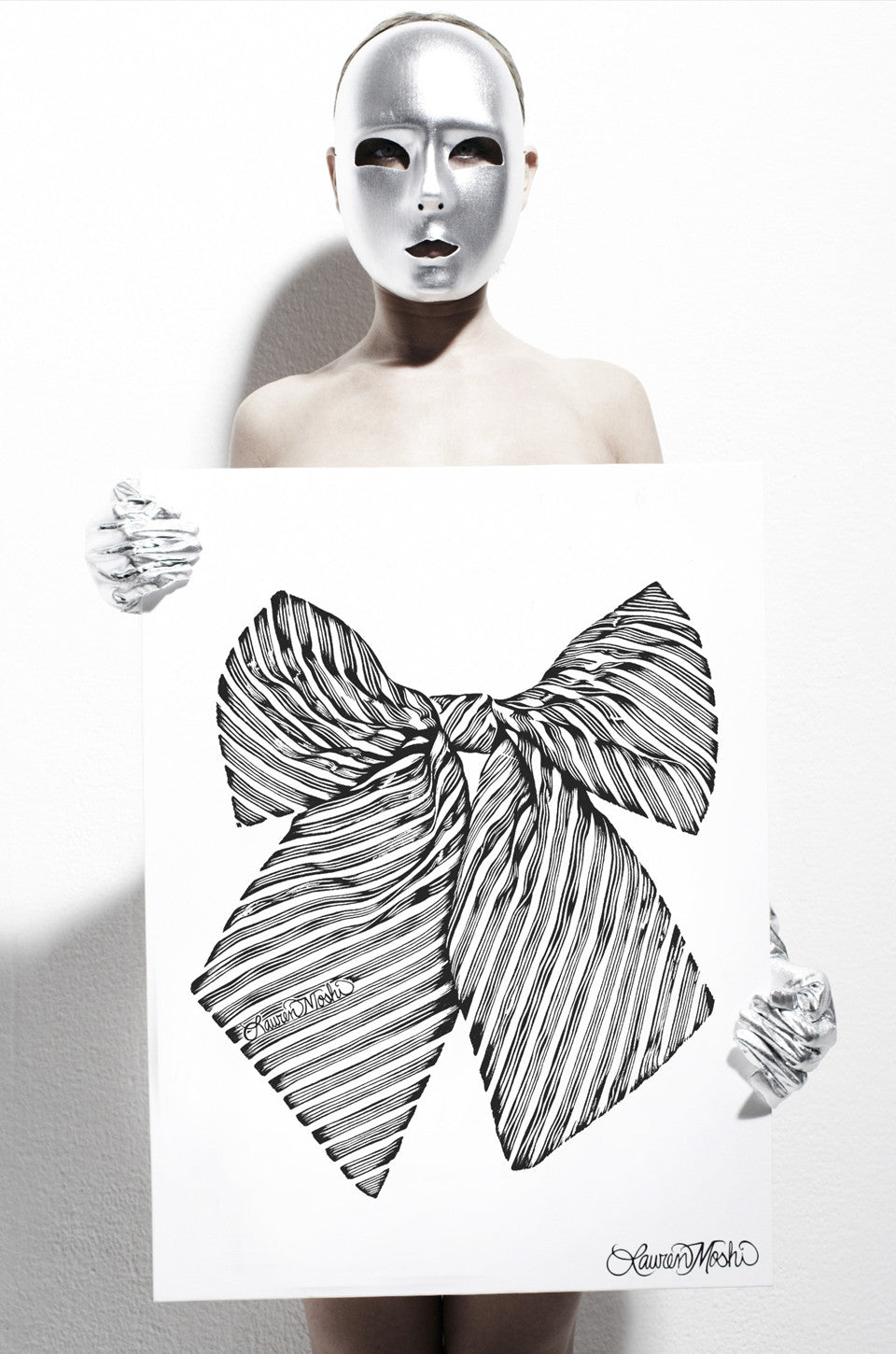 Lauren Moshi Women's Canvas Ribbon Art - White