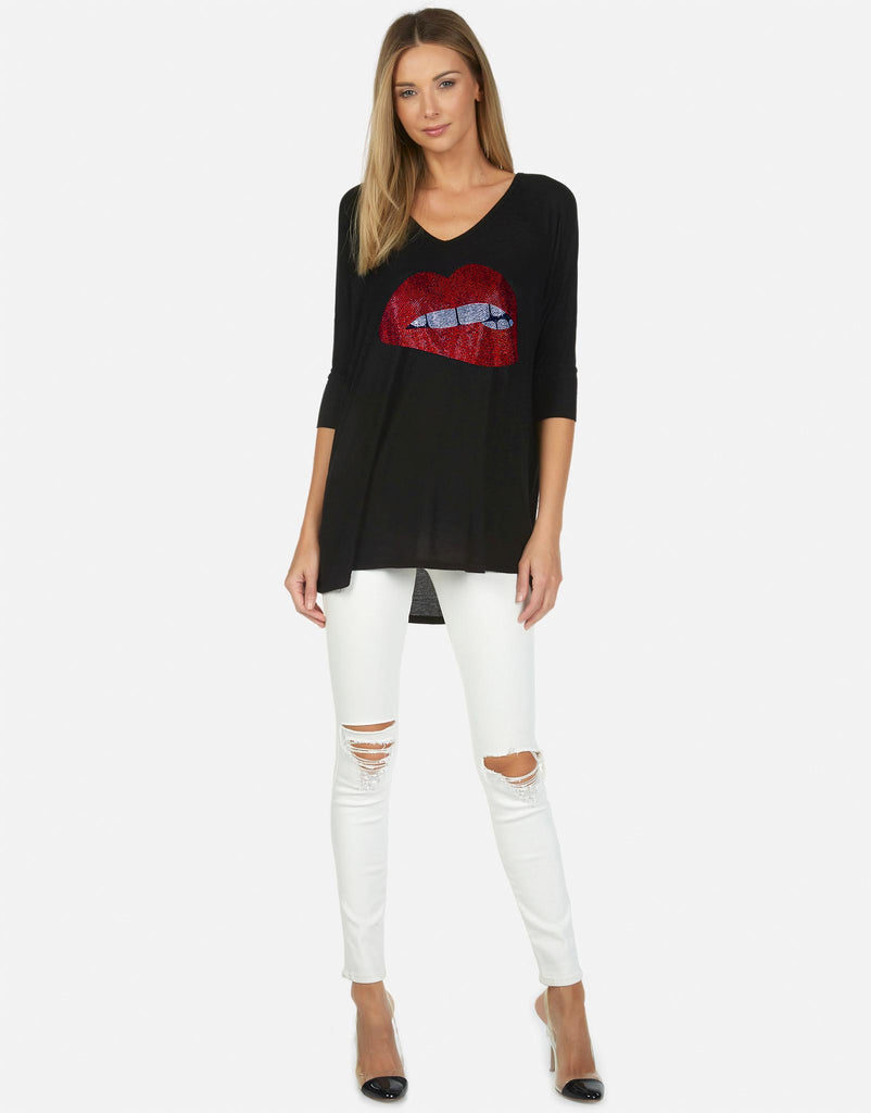 Lauren Moshi X Women's Eva X Crystal Biting Lip - 