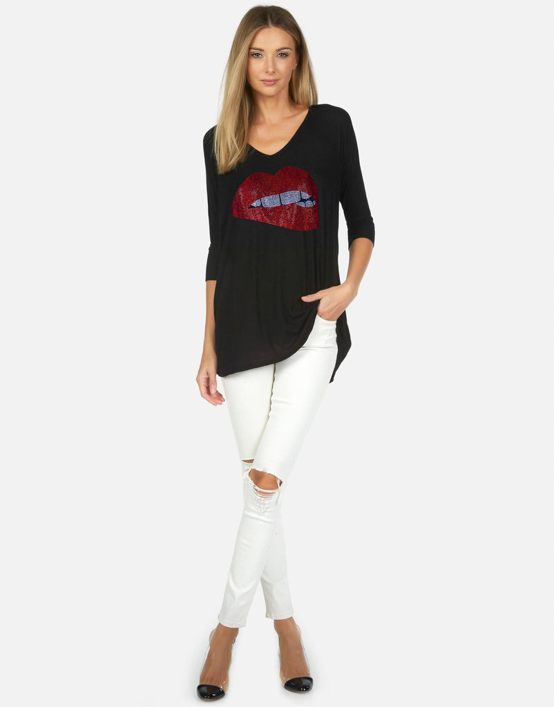 Lauren Moshi X Women's Eva X Crystal Biting Lip - 