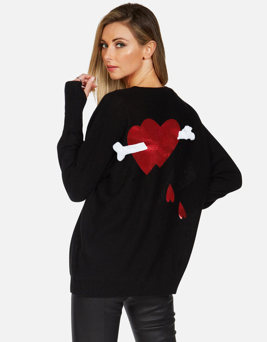 Lauren Moshi X Women's Ladona X Dripping Bone Hearts - Black