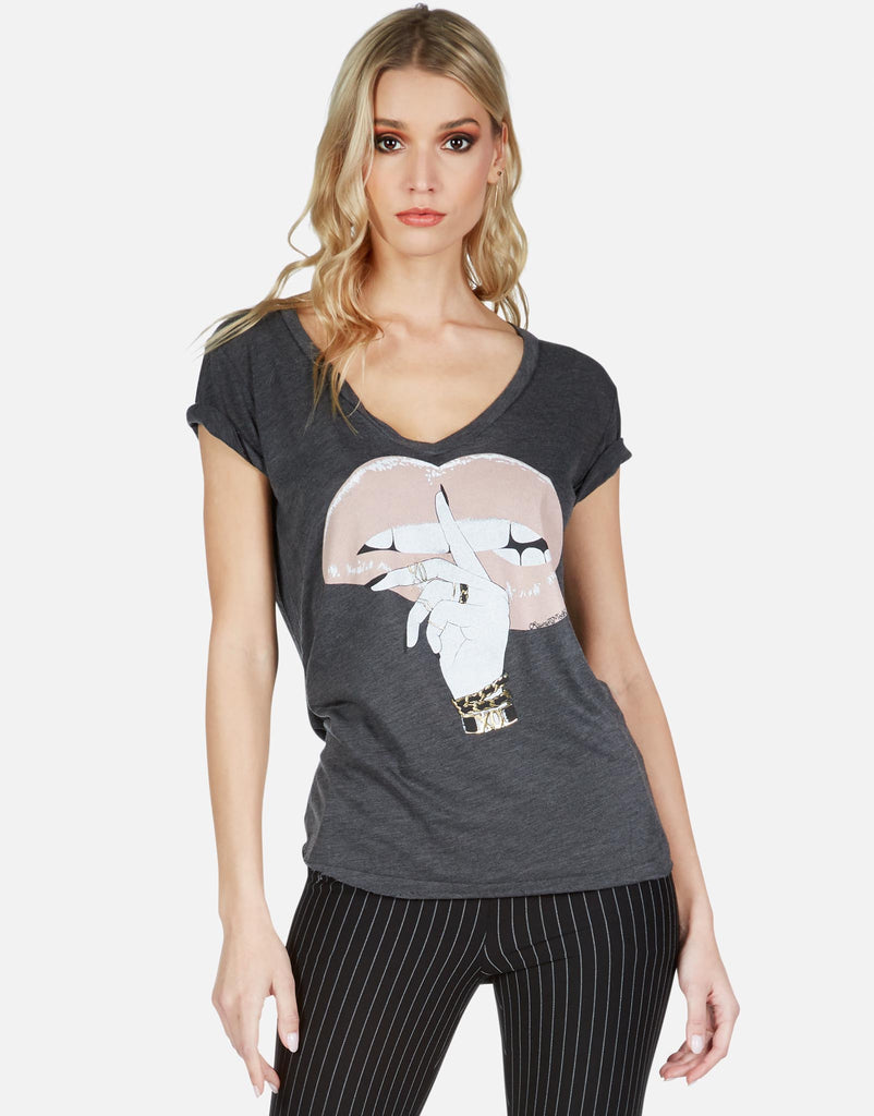 Lauren Moshi Women's Emmalyn XO Shh Lip - Dark Grey