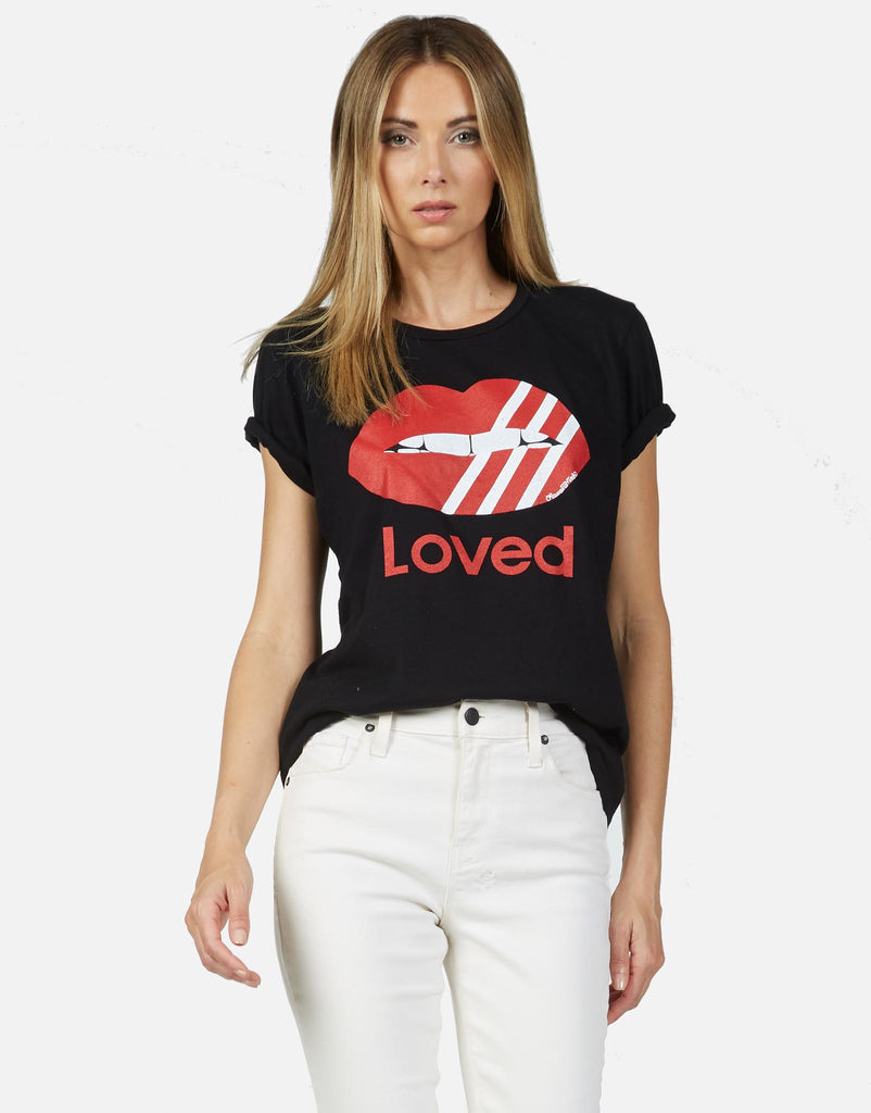 Lauren Moshi X Women's Croft Striped Mouth Loved - Black