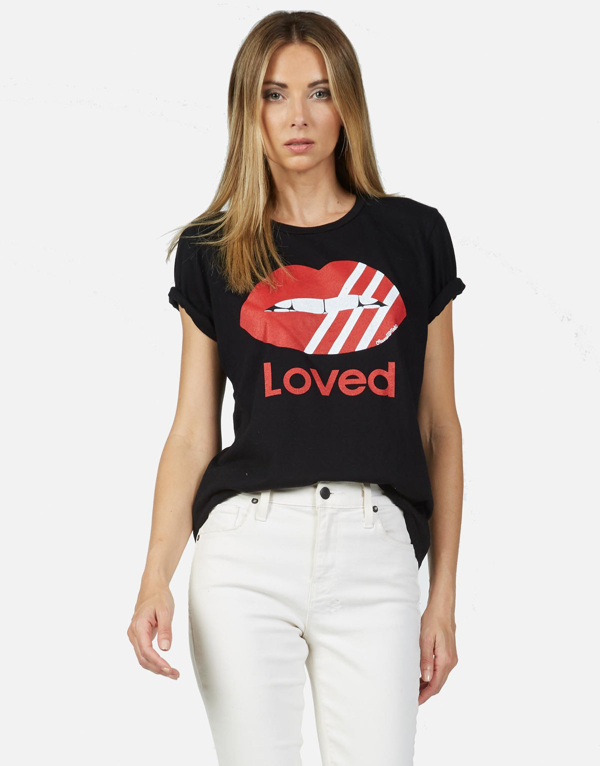 Lauren Moshi X Women's Croft Striped Mouth Loved - Black