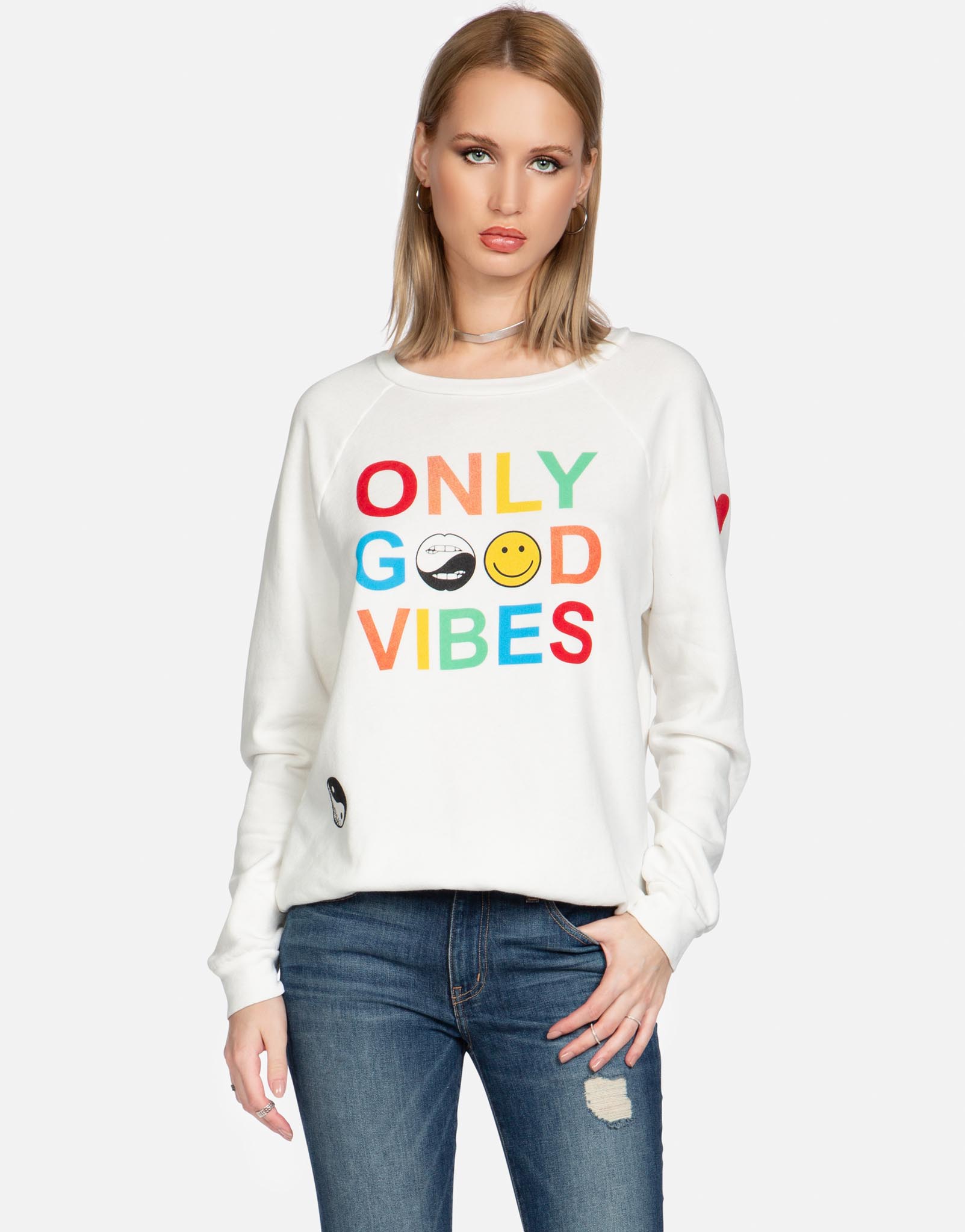 Lauren Moshi Women's Noleta Only Good Vibes - Milk