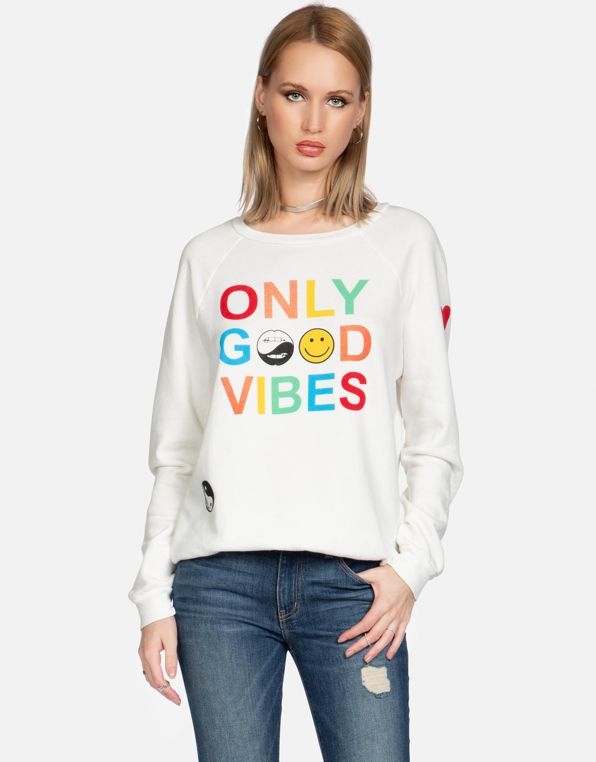 Lauren Moshi Women's Noleta Only Good Vibes - Milk
