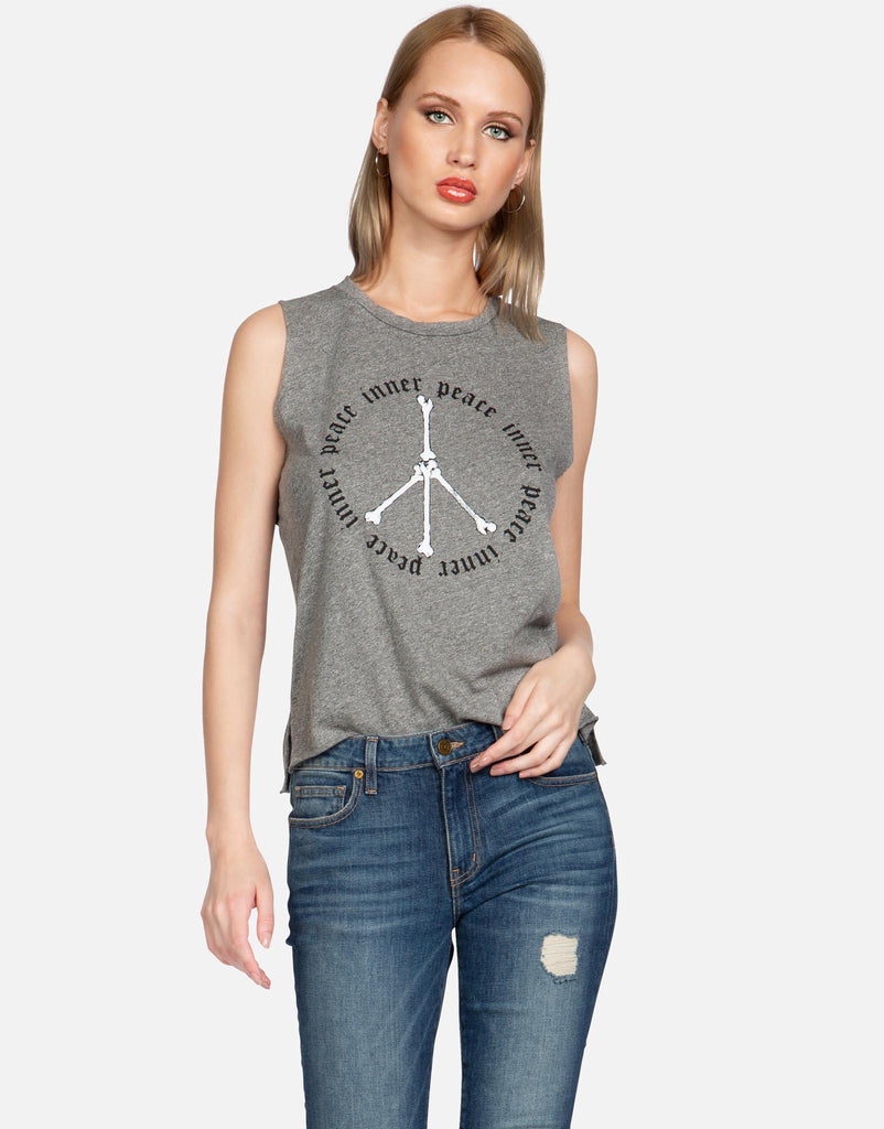 Lauren Moshi Women's Kinzington Inner Peace Sign - Heather Grey