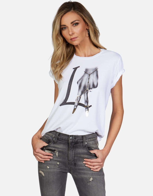 Lauren Moshi Women's Croft LA Peace Finger - White