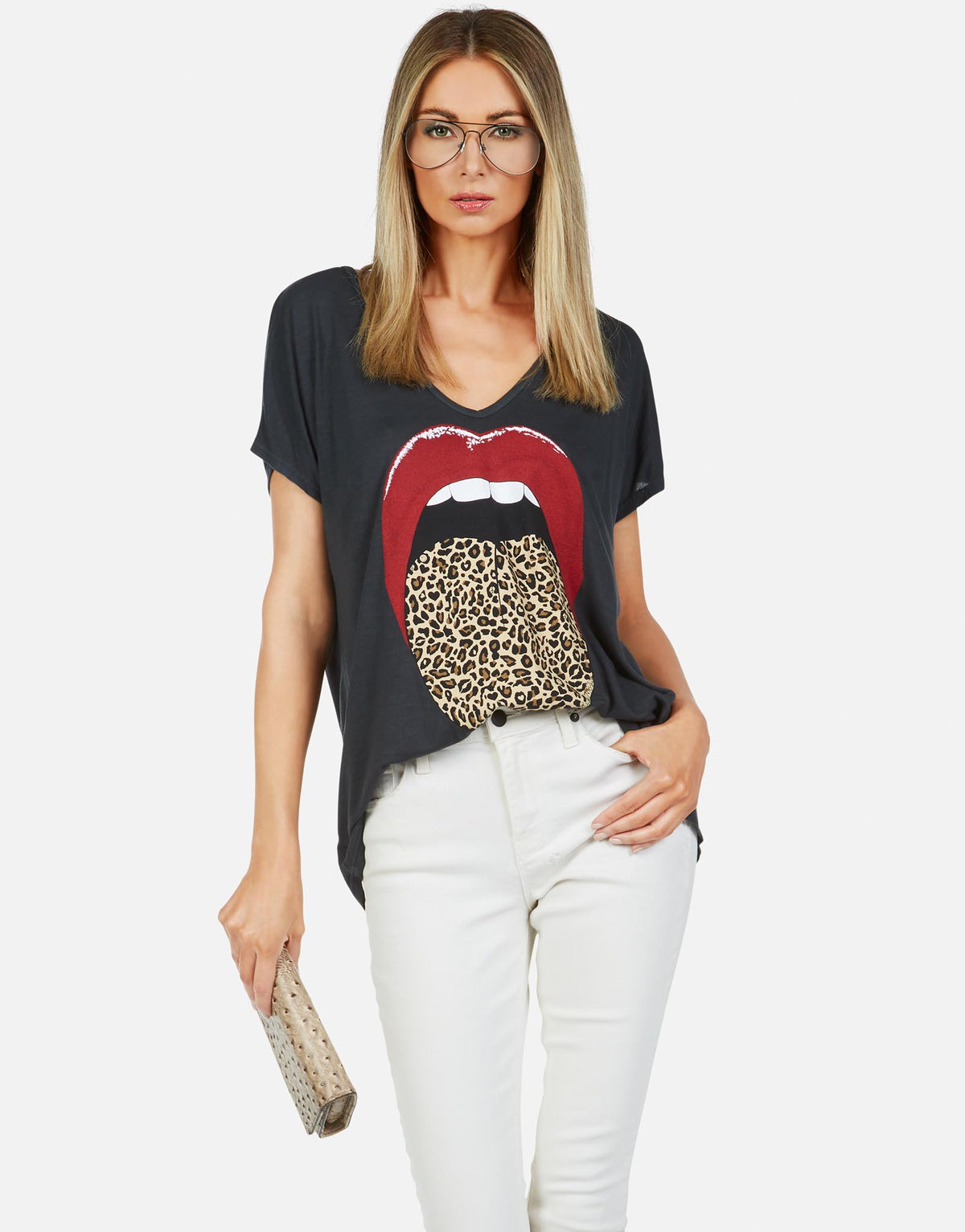 Lauren Moshi Women's April Leopard Tongue - Onyx