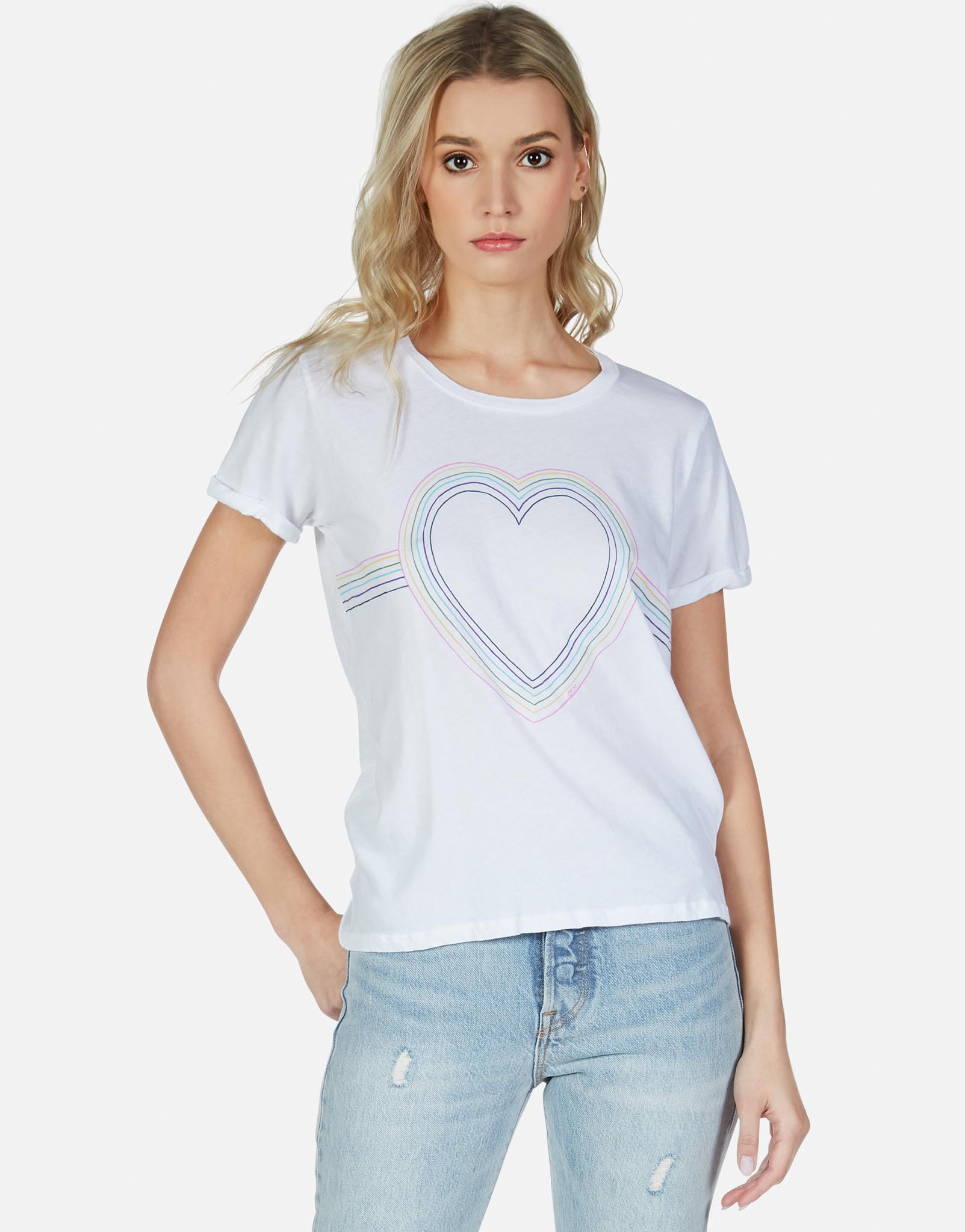 Lauren Moshi Women's Edda Rainbow Heart Outline - 