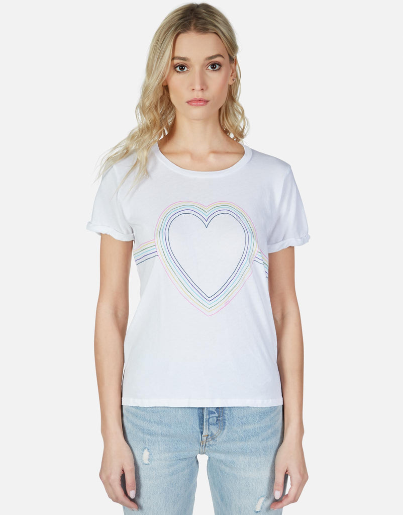 Lauren Moshi Women's Edda Rainbow Heart Outline - 