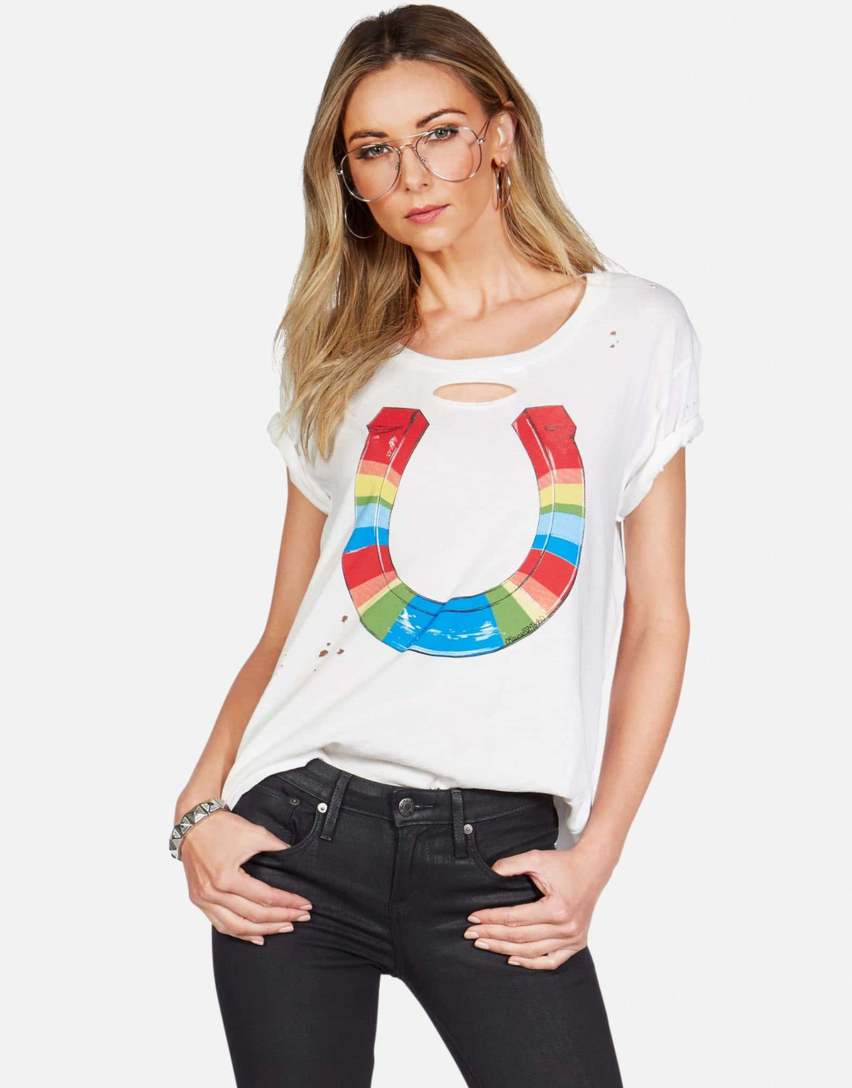 Lauren Moshi Women's Myra Rainbow Horseshoe - Milk