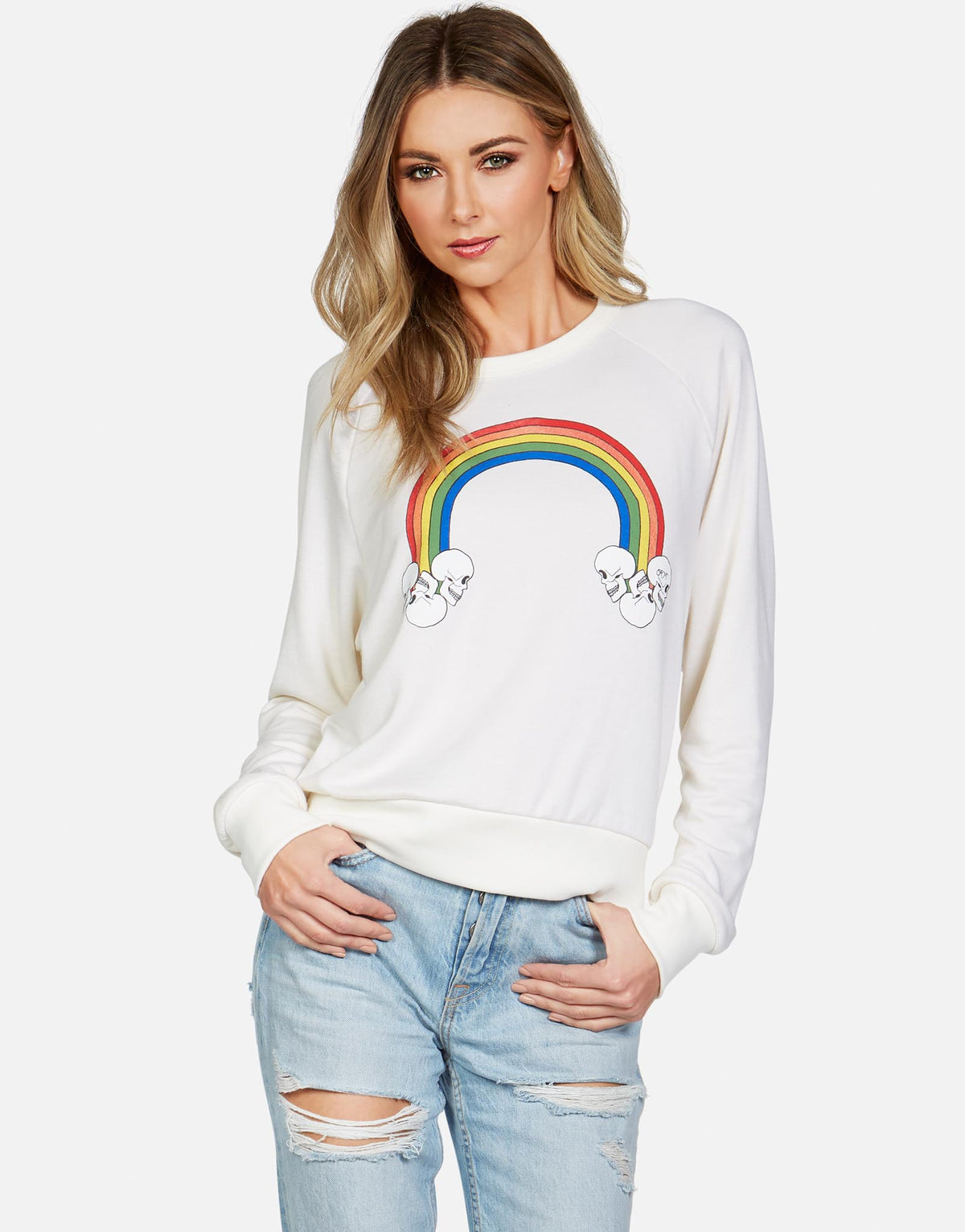 Lauren Moshi Women's Monica Rainbow Skull Cloud - Milk