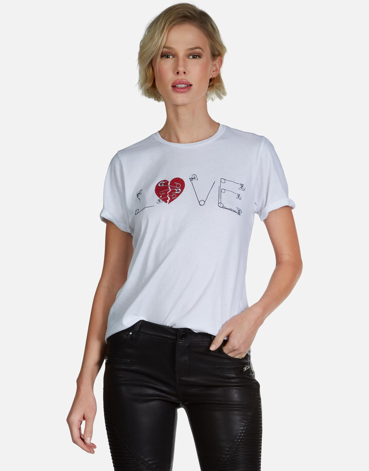 Lauren Moshi Women's Croft Safety Pin Love - White