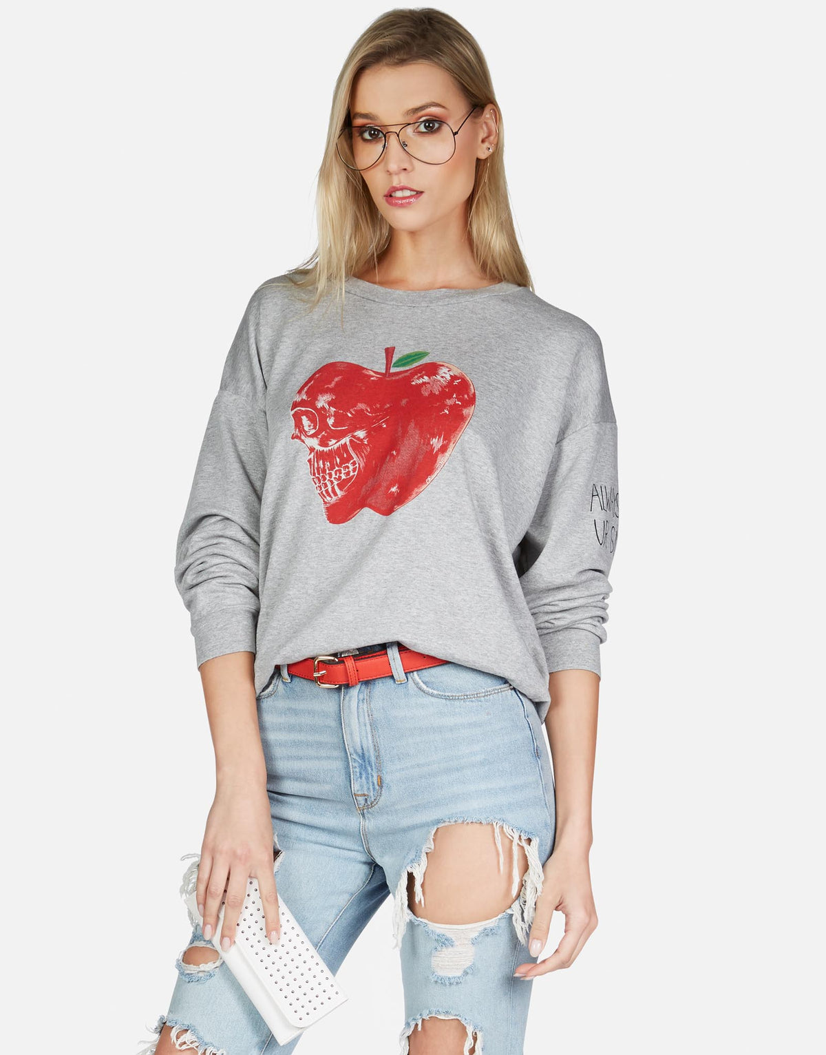 Lauren Moshi Women's Babbs Skull Apple - Heather Grey