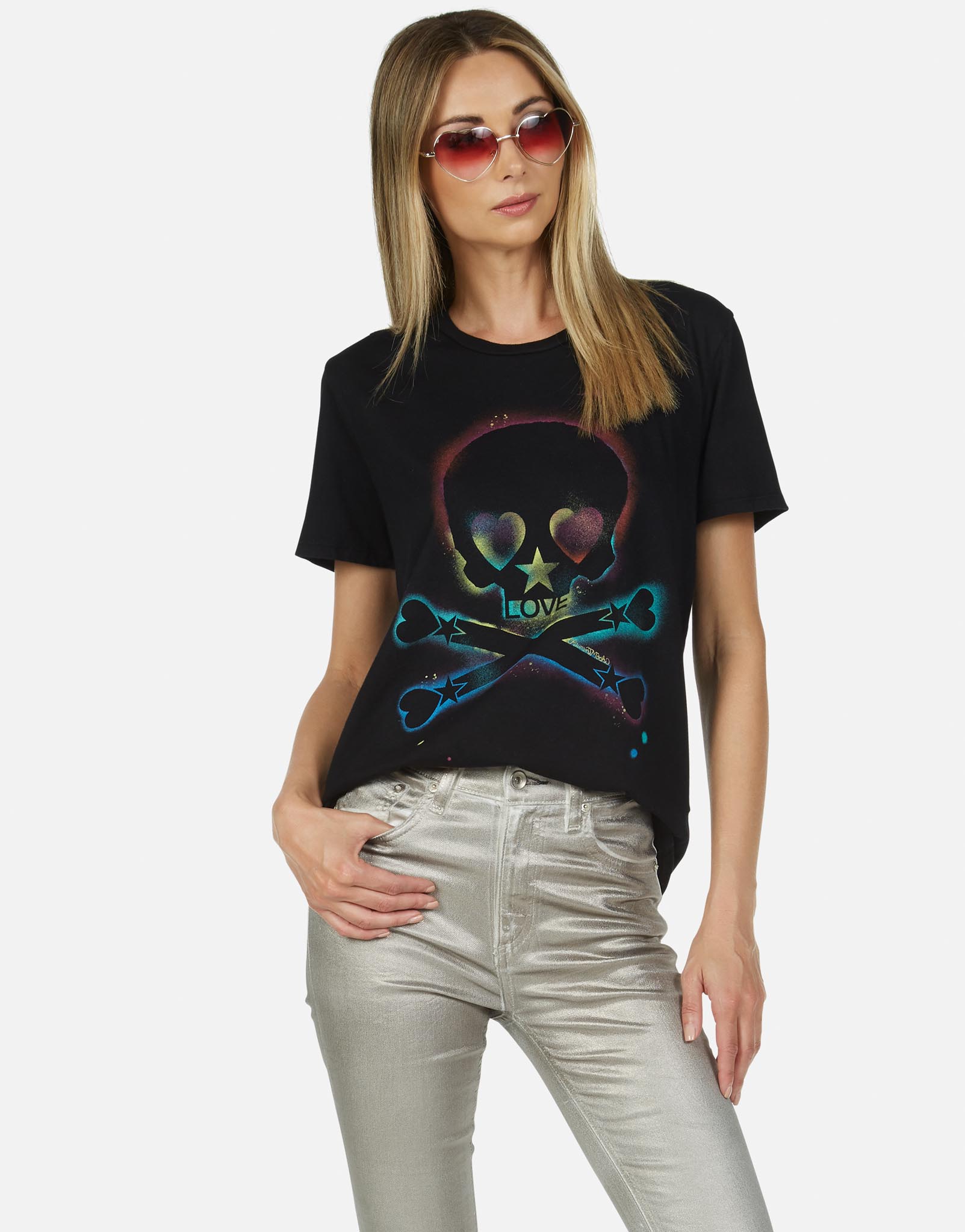 Lauren Moshi Women's Wolf Spray Love Skull - Black