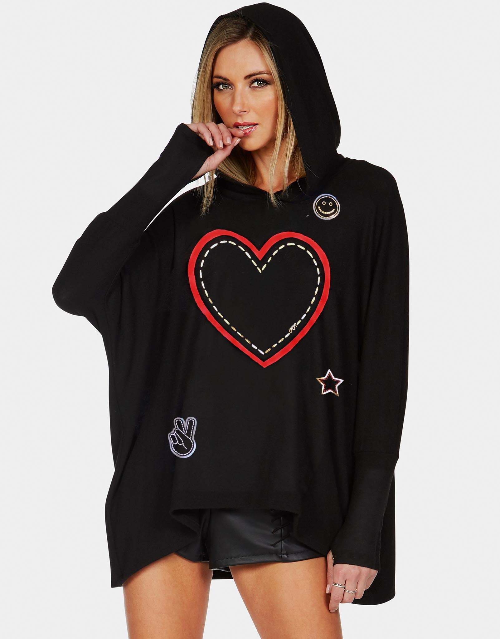 Lauren Moshi X Women's Wilma X Stitched Heart Elements - Jet Black