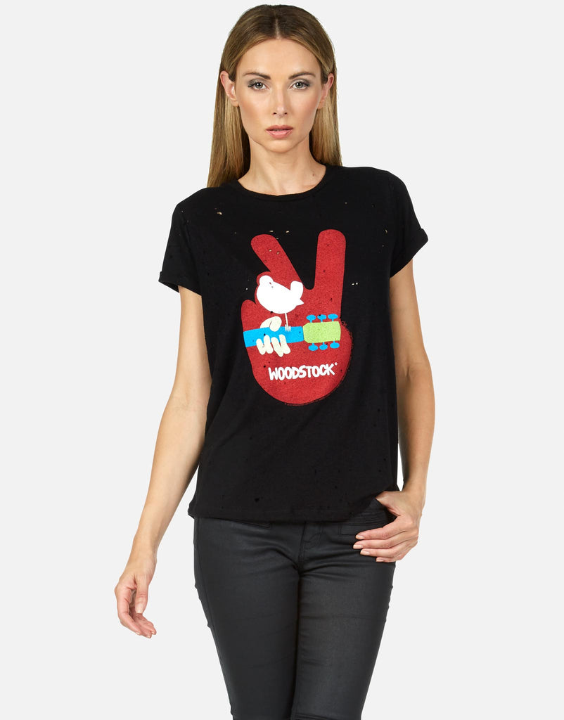 Lauren Moshi X Woodstock Women's Bess Woodstock Peace - Black